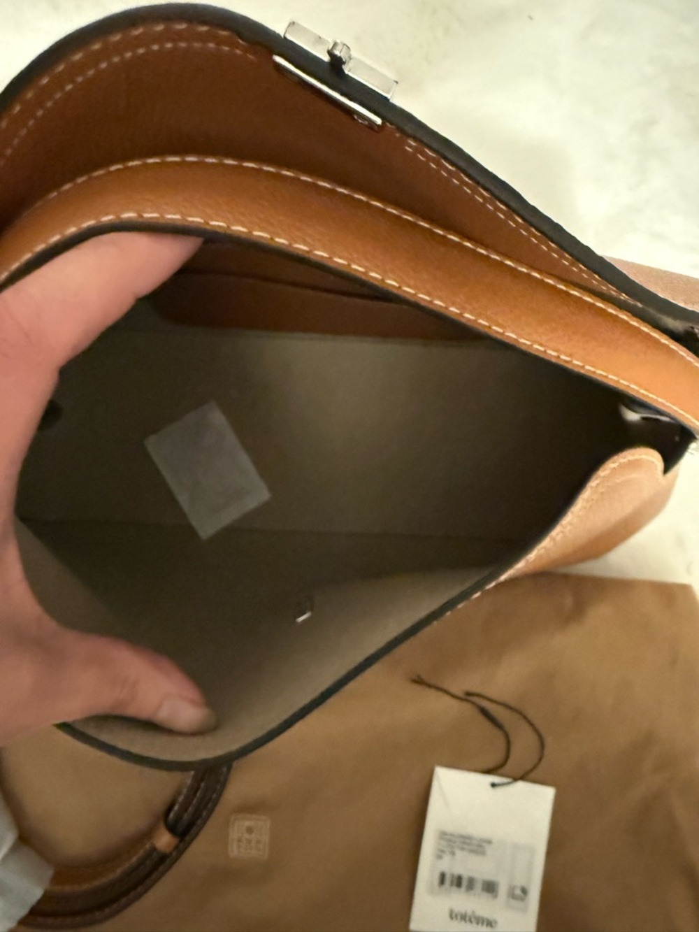 Toteme tan Pebbled Leather Shoulder Bag - Picture 8 of 16